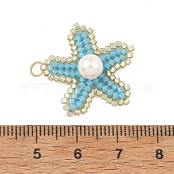 MIYUKI Glass Seed Beaded & Shell Pearl Pendants&nbsp;PALLOY-MZ01378-02