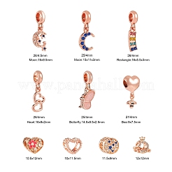 10Pcs 10 Styles Alloy Rhinestone European Dangle Large Hole Beads and Pendants&nbsp;MPDL-FS0001-01RG