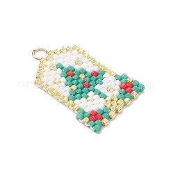 MIYUKI Delica Glass Seed Beaded Rectangle with Christmas Tree Pendants&nbsp;PALLOY-MZ01058