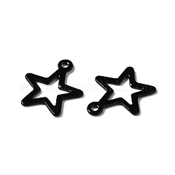 スプレー塗装された201ステンレススチールチャーム  星のチャーム  ブラック  15x13x0.5mm  穴：1.2mm&nbsp;STAS-I672-14A