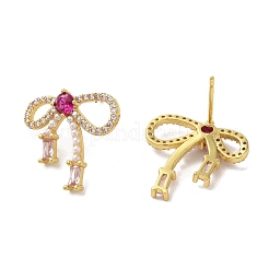 Rack Plating Brass Micro Pave Cubic Zirconia Studs Earrings&nbsp;EJEW-R162-19G