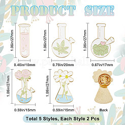 10Pcs 5 Style Chemistry Bottle with Flower Enamel Pins&nbsp;JEWB-BBC0001-01