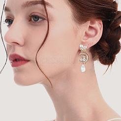 4 Pairs Brass Micro Pave Clear Cubic Zirconia Stud Earring Findings&nbsp;KK-BBC0011-71