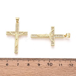 Religion Brass Micro Pave Clear Cubic Zirconia Pendants&nbsp;KK-T080-39G