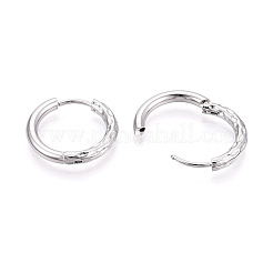 304ステンレススチールフープピアス  テクスチャリング  ステンレス鋼色  18x19x2.5mm&nbsp;STAS-T074-23P