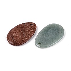 天然＆合成混合宝石ビッグペンダント  卵チャーム  50~54x30~33.5x4~7mm  穴：3~5mm&nbsp;G-T144-45M