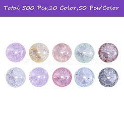 500個10色クラックルガラスビーズ  染め＆加熱  ロンデル  ミックスカラー  8x4mm  穴：1mm  50個/カラー&nbsp;GLAA-SZ0001-56