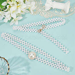 2Pcs 2 Styles Alloy Bowknot Resin Pearl Beaded Chain Belts&nbsp;AJEW-CY0001-82