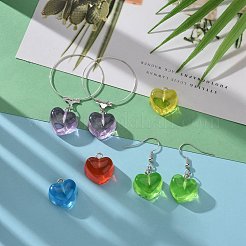 DIY30ペアハートレジンイヤリングキット  10色のペンダント入り  ステンレス鋼のイヤリングのパーツおよび丸カン  ミックスカラー  16.5x17x9.5mm  穴：1.8mm&nbsp;DIY-LS0001-03
