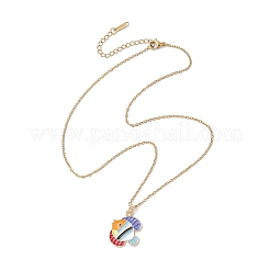 8個8スタイルの海をテーマにした合金エナメル魚ペンダントネックレス  304ステンレススチールアズキチェーンネックレス女性用  ゴールドカラー  ミックスカラー  15.83インチ（40.2cm）  1個/スタイル&nbsp;NJEW-JN05228