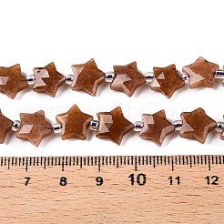 天然石レッドアベンチュリンビーズ連売り  シードビーズで  多面カットスター  9~11x9~11x4~4.5mm  穴：1mm  約16個/連  0.7~7.28''（17.5~18.5センチメートル）  ビーズ：直径3mm  厚さ2mm  穴：0.7~0.9mm&nbsp;G-T138-181B