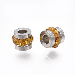 201個のステンレススチールポリマークレイラインストーンインレイビーズ  コラム  ステンレス鋼色  ミックスカラー  5x4mm  穴：1.8mm&nbsp;STAS-T041-03