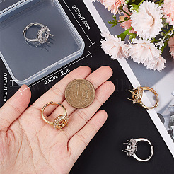 4Pcs 2 Colors Adjustable Brass Micro Pave Clear Cubic Zirconia Flower Adjustable Ring Components&nbsp;ZIRC-BBC0001-93