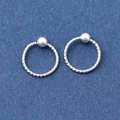 Brass Ball Captive Bead Nose Ring&nbsp;AJEW-G075-01S-01