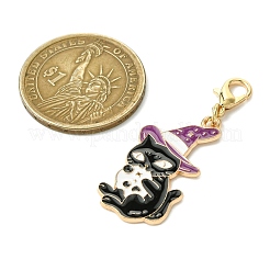 合金エナメルペンダント装飾  亜鉛合金カニカン付き  猫の形  混合図形  31~44mm  8個/セット&nbsp;HJEW-JM02984