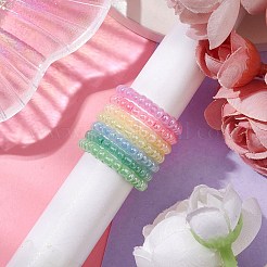 マカロン セイロン ラウンド ガラス シードビーズ ストレッチリング 女性用  ミックスカラー  3.5mm  内径：19mm  7個/セット&nbsp;RJEW-JR00701