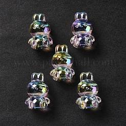 UVメッキレインボー虹色アクリルビーズ  兎  ミックスカラー  18x12x10.5mm  穴：2.6mm&nbsp;OACR-H015-08