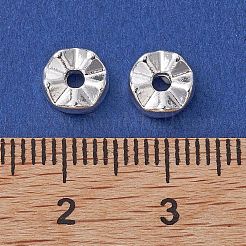 合金のスペーサービーズ  長持ちメッキ  ウェーブのフラットラウンドい形  銀  6.5x3.5mm  穴：1.6mm&nbsp;FIND-B029-10S