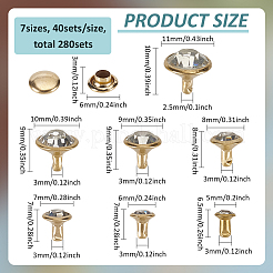 280 Sets 7 Styles Iron & Brass Double Cap Rivets&nbsp;KK-FG0001-19G