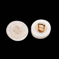 1穴樹脂合金シャンクボタン  模様付きのフラットラウンド  ゴールドカラー  貝殻色  11~11.5x6.5~7mm  穴：3x2mm&nbsp;FIND-B065-03G-07