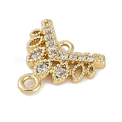 Brass Clear Cubic Zirconia V Shaped Connector Charms&nbsp;KK-I719-04G