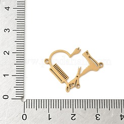 304ステンレススチールコネクタチャーム  レーザー切断  ヘアツールリンク  ゴールドカラー  25x20x1mm  穴：1.2mm&nbsp;STAS-F326-12G