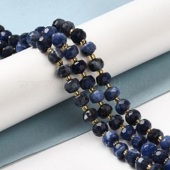 天然石ソーダライトビーズ連売り  シードビーズで  ファセットロンデル  7~8x5~6mm  穴：1mm  約45~46個/連  14.57''~14.96''（37~38センチメートル）&nbsp;G-P508-A10-01