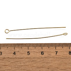 真鍮製アイピン  鉛フリー＆カドミウムフリー  24KGP本金メッキ  45x3x0.7mm  穴：1.8mm&nbsp;KK-H502-02H-G