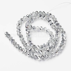 電気メッキ透明ガラスビーズ連売り  半分銀メッキ  多面カット  ロンデル  透明  2.9~3.3x2mm  穴：0.8mm  約135~140個/連  32~34cm&nbsp;EGLA-A034-T2mm-M16