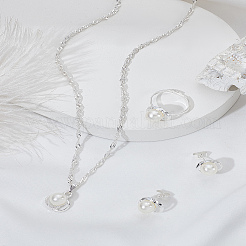 Alloy Pendant Necklaces & Stud Earrings & Ring Sets for Women&nbsp;SJEW-LP0001-20