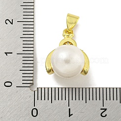 Rack Plating Brass Plastic Pearl Cubic Zirconia Pendants&nbsp;KK-B091-13