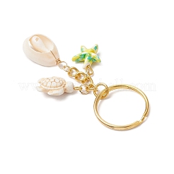 Synthetic Turquoise with Natural Mixed Cowrie Shell Keychain&nbsp;KEYC-JKC01266