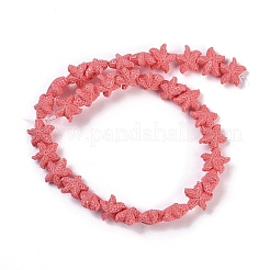 合成サンゴ染め彫刻ビーズ連売り  ヒトデ  鮭色  10~11x10x5.5mm  穴：0.8mm  約31個/連  10.04''（25.5センチメートル）&nbsp;X-CORA-K009-06A-08