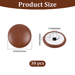 30穴PUレザーアルミボタン1個  フラットラウンド  サドルブラウン  23mm  穴：3mm&nbsp;BUTT-GF0004-12C