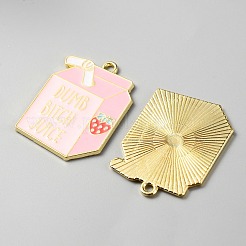 合金エナメルチャーム  ライトゴールド  箱入り牛乳  ピンク  3.2x2.35x0.1cm  穴：2mm&nbsp;ENAM-CJC0010-31D