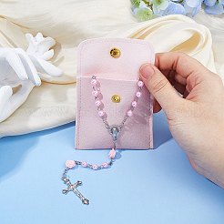 1Pc Alloy & Imitation Pearl Rosary Bead Necklaces&nbsp;NJEW-DC0001-13A