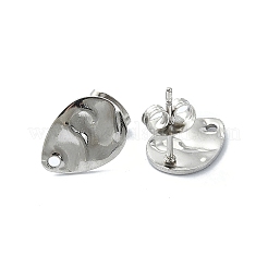 変色しない304ステンレススチールと201ステンレススチールのスタッドピアス金具  ティアドロップ  12x9mm  穴：1.4mm  ピン：10.5x0.5mm&nbsp;LS-STAS-L024-003P-07