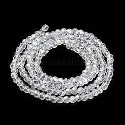 透明ガラスビーズ  32ファセット  ABカラーメッキ  ラウンド  透明  3.5x3mm  穴：1mm  約163~166個/連  50~51cm&nbsp;EGLA-A035-T3mm-B19