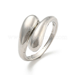 合金の調節可能なリング  女性のためのジュエリー  プラチナ  5.3~14mm  内径：15.3~18.2mm  10個/セット&nbsp;RJEW-K260-02B-P