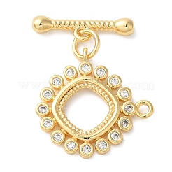 Brass Micro Pave Clear Cubic Zirconia Toggle Clasps&nbsp;KK-N254-68G