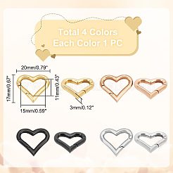 4Pcs 4 Colors PVD Vacuum Plating 304 Stainless Steel Spring Gate Rings&nbsp;STAS-UN0042-17