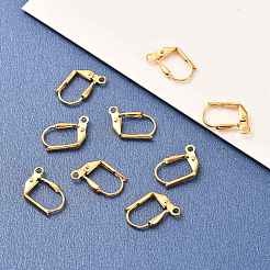 真鍮製フレンチフックピアスパーツ  カン付き  長持ちメッキ  18KGP本金メッキ  14x10.5x2.5mm  穴：1.6mm  ピン：1mm&nbsp;KK-F824-005G