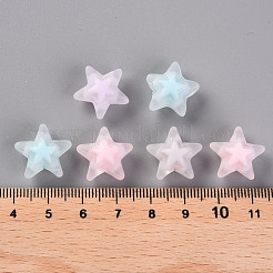 透明なアクリルビーズ  艶消し  二層ビーズ  スター  ミックスカラー  15.5x16x9.5mm  穴：3mm&nbsp;X-TACR-S152-11C
