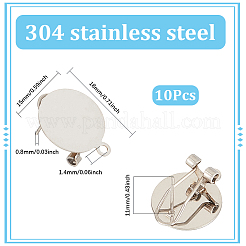 304ステンレススチールスタッドピアス金具10個  ステンレス鋼色  18x15mm  穴：1.4mm  ピン：11x0.8mm&nbsp;STAS-SP0001-88A-P