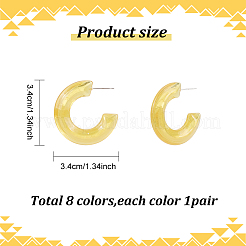 8 Pairs 8 Colors Acrylic Arch Stud Earrings&nbsp;EJEW-AN0003-38