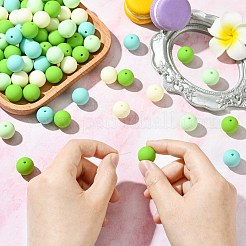 ラバー加工オペークアクリルビーズ  ラウンド  芝生の緑  16mm  穴：2mm  約232個/500g&nbsp;MACR-CJC0009-02C