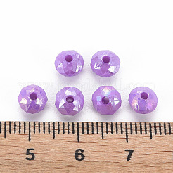 不透明なアクリルビーズ  ABカラーメッキ  ファセットロンデル  青紫色  6mm  穴：1.5mm  約6200個/500g&nbsp;MACR-Q239-018C-06