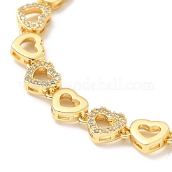 Clear Cubic Zirconia Heart Link Chain Bracelet&nbsp;BJEW-A132-11G