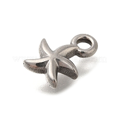 変色防止304ステンレススチールチャーム  ヒトデチャーム  ステンレス鋼色  11.5x8.5x3mm  穴：2mm&nbsp;STAS-M075-18P