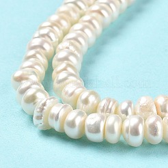 天然養殖淡水パールビーズ連売り  グレード3a+  ロンデル  モカシン  5~5.5x3~4mm  穴：0.8mm  約99個/連  13.78''（35センチメートル）&nbsp;PEAR-J007-01